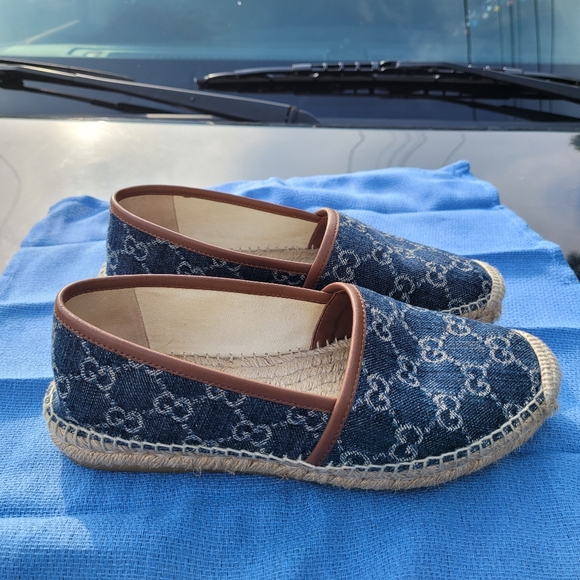 Authentic Gucci Denim GG Pillar Espadrilles - Picture 2 of 6